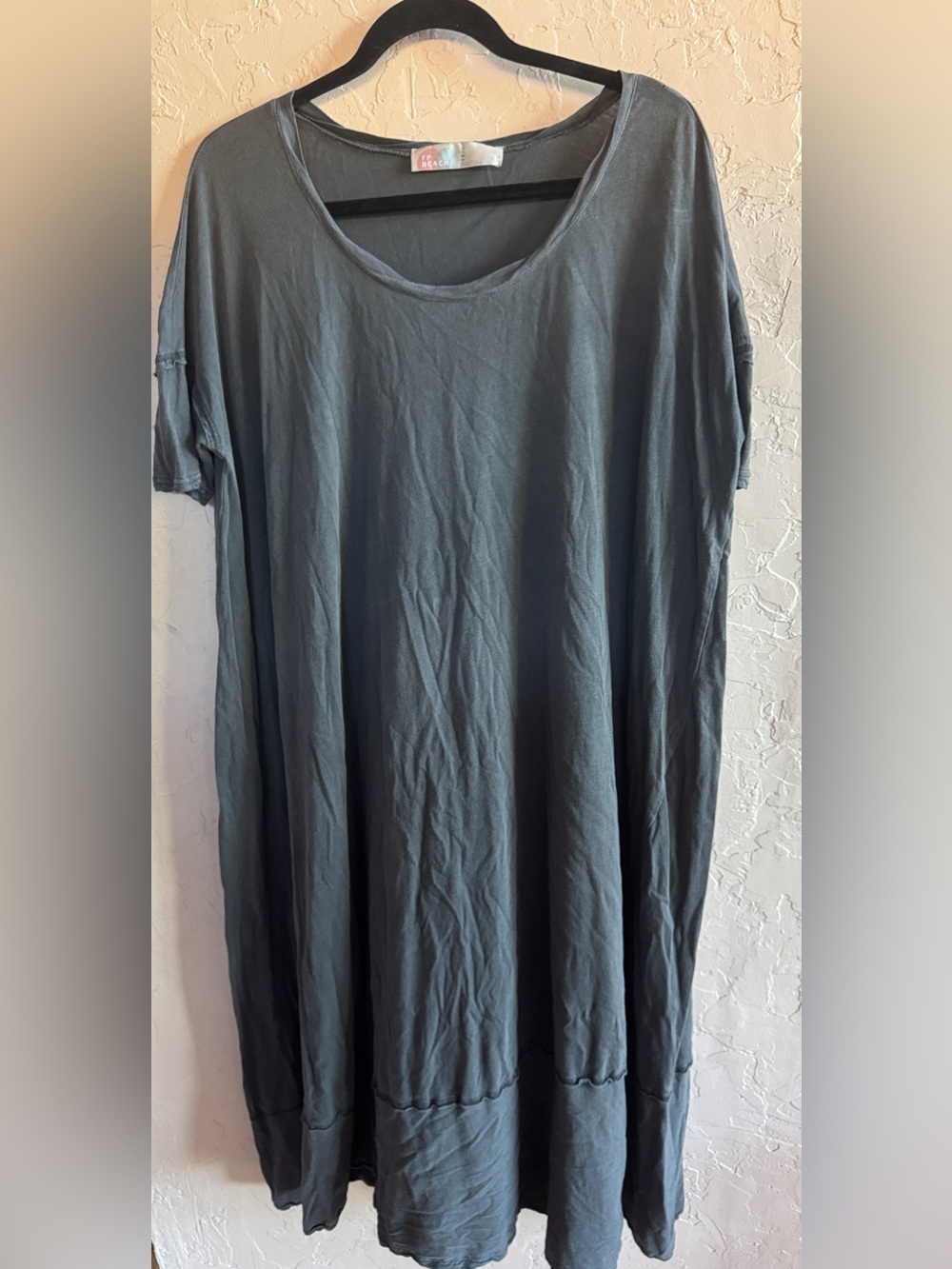 Free People FP Beach Oversized T-Shirt Dress Gray 100% Cotton Boho Midi Dress M